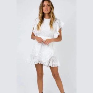 Princess Polly white eyelet dress with tie